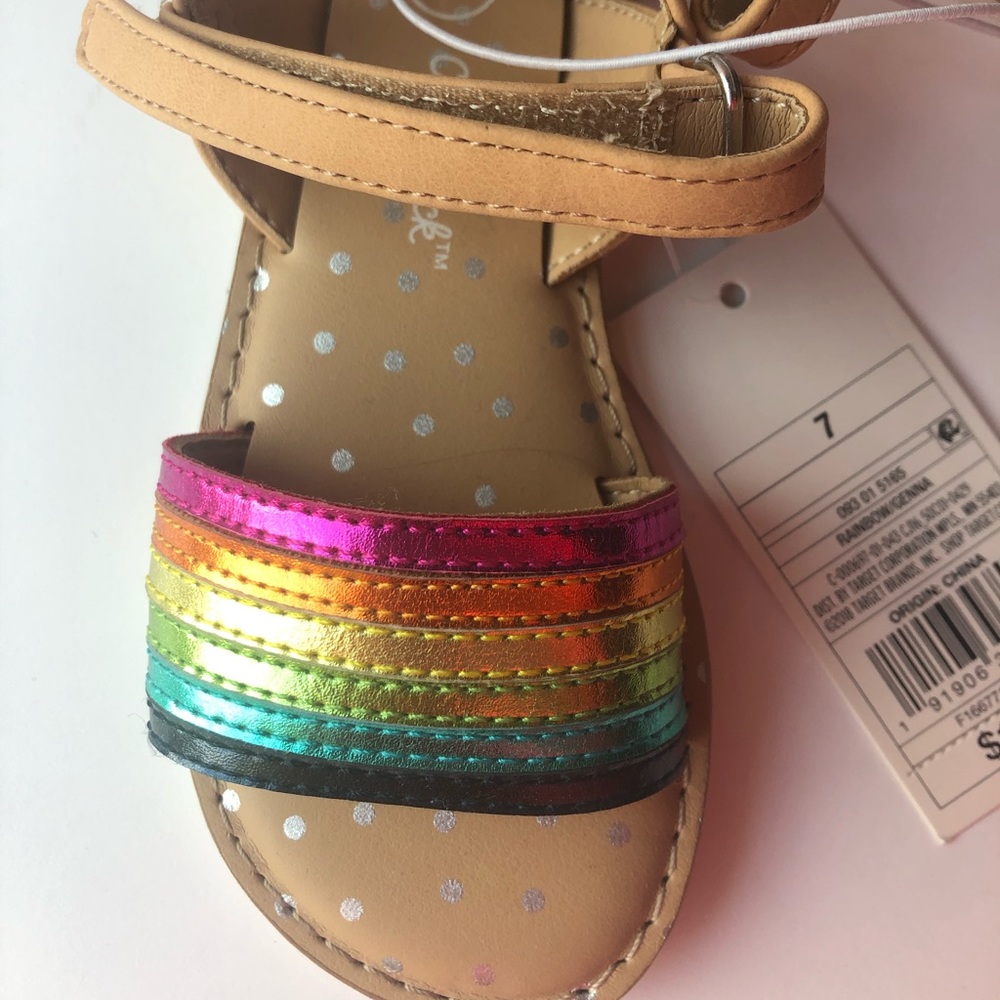 NWT Cat & Jack Toddler Girl Rainbow Sandals Sz 7 - Picture 8 of 8